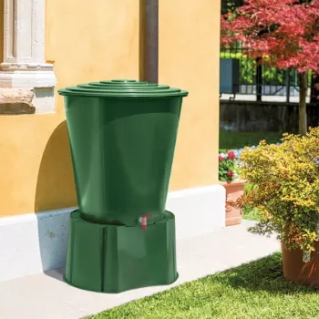 STEFANPLAST Water Barrel 210L with Lid and Tap Ø76.5x84cm Green