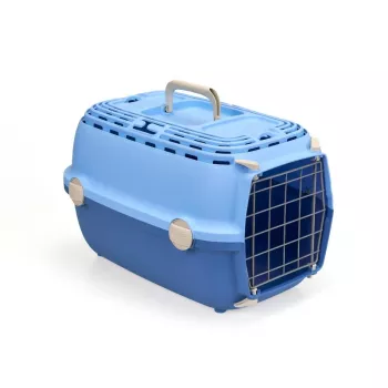 Cage de transport Horizon 1 avec porte métallique STEFANPLAST 48x32x30 cm bleu clair/bleu