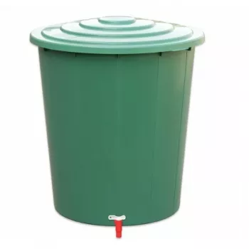 Récupérateur d'eau de pluie STEFANPLAST 310 L avec couvercle et robinet, vert, Ø80x97 cm