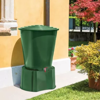 Récupérateur d'eau de pluie STEFANPLAST 310 L avec couvercle et robinet, vert, Ø80x97 cm