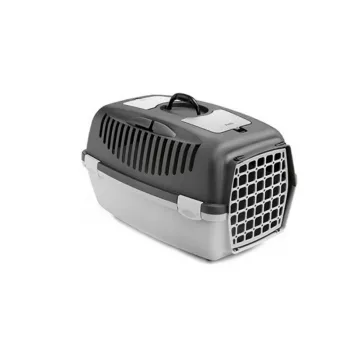 STEFANPLAST caisse de transport Gulliver 3 avec porte en plastique 61x40x38 cm gris foncé/gris clair