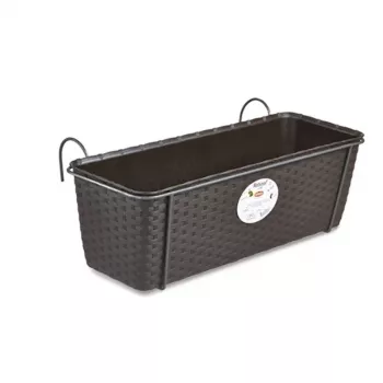 STEFANPLAST Balcony Flower Box with Metal Holder Brown 50x18x16 cm