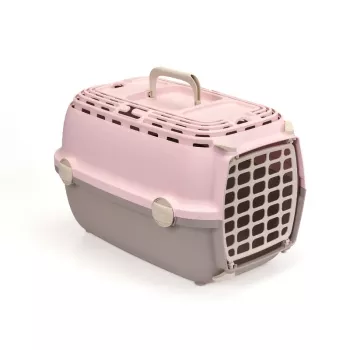Cage de transport Horizon 1 avec porte en plastique 48x32x30 cm rose/gris STEFANPLAST