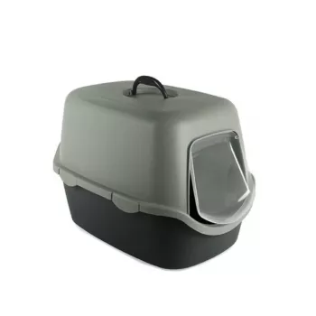 Bac à litière pour chat avec capot Cathy STEFANPLAST 56x40x40 cm gris/vert