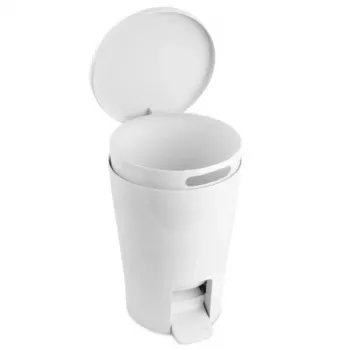 Poubelle à pédale de salle de bains TATAY 5 L Diabolo blanche
