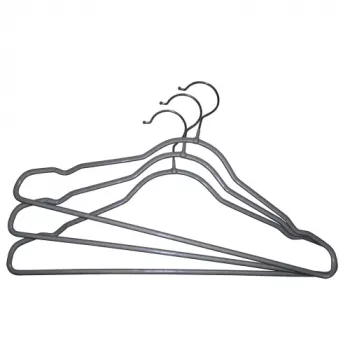 Cintres ORDINETT en acier revêtu de vinyle antidérapants, 3 pièces, argent, 42 cm