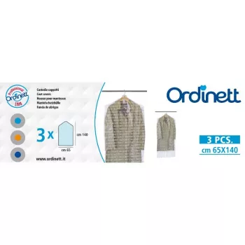 Housses de protection en plastique ORDINETT pour manteaux, 3 pièces, 65 x 140 cm, transparentes