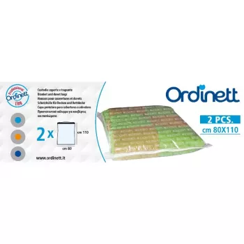 Sacs de rangement sous vide en plastique ORDINETT pour couvertures, 2 pièces, 80x110 cm, avec double fermeture à glissière et valve universelle