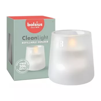 Bougie parfumée en verre BOLSIUS Clean Light Ø95x85 mm sans parfum