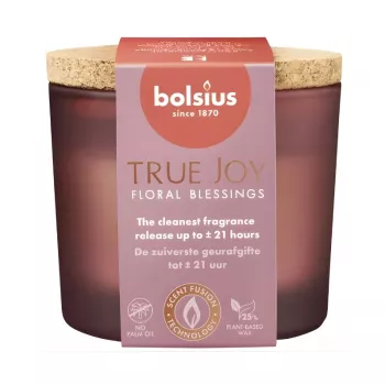 BOLSIUS True Joy bougie parfumée en verre avec couvercle en liège, Floral Blessings, Ø66x83mm