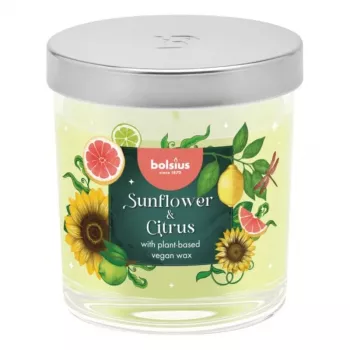 Bougie parfumée BOLSIUS Floral Fusion en pot de verre, tournesol et agrumes, Ø80x72 mm