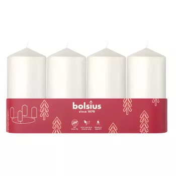 Bougie cylindre BOLSIUS 4 pièces Ø100x48 mm blanche