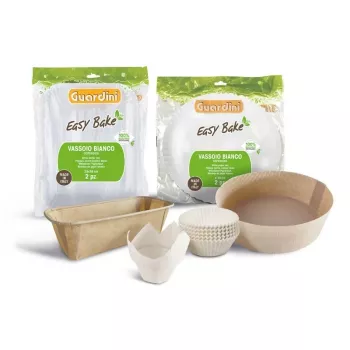 Moules à gâteau ronds en papier bio Easy Bake GUARDINI Ø34 cm blancs, ensemble de 2
