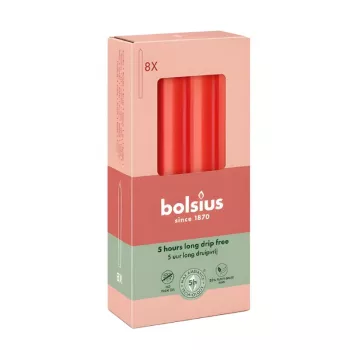 Bougies de table BOLSIUS pack de 8 rouges 170/20 mm