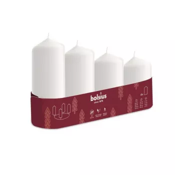 Bougies cylindriques BOLSIUS 4 pièces Ø120, 100, 80, 60x48 mm blanches