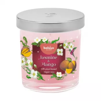 Bougie parfumée Bolsius Floral Fusion jasmin & mangue en verre, 80x72 mm