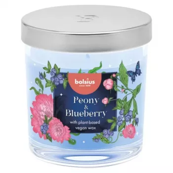Bougie parfumée en verre Bolsius Aromatic Floral Fusion pivoine & myrtille Ø80x72 mm