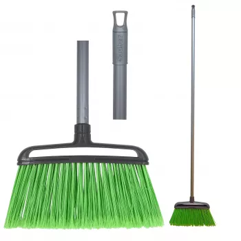 Brosse extérieure SAUBER avec manche, 1580 mm, soies PP rigides, manche en aluminium, noir/orange