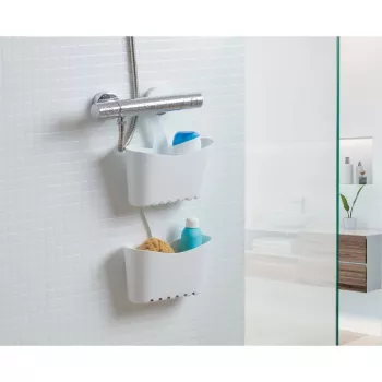 Étagère de salle de bain suspendue multifonction TATAY 25x9x28 cm blanche