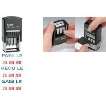 Trodat Printy Dater 4850L PAYÉ LE (FR) tampon dateur auto-encreur, français, 24 x 24 mm, noir 4850/L2