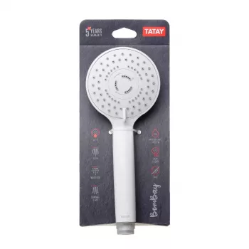TATAY Bombay pommeau de douche Ø10cm, 3 modes, blanc brillant