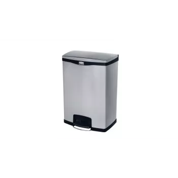 Poubelle à pédale en acier inoxydable Rubbermaid Slim Jim 90 L, argent/noir, pédale frontale 1901999