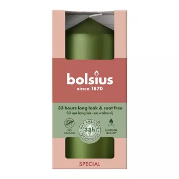 Bougie cylindrique Bolsius Ø120x58 mm, vert métallisé