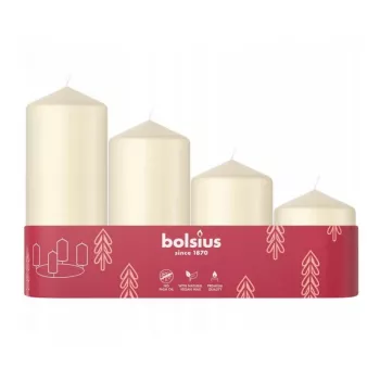Ensemble de bougies cylindriques Bolsius, 4 pièces, 120/100/80/60 x 48 mm, crème