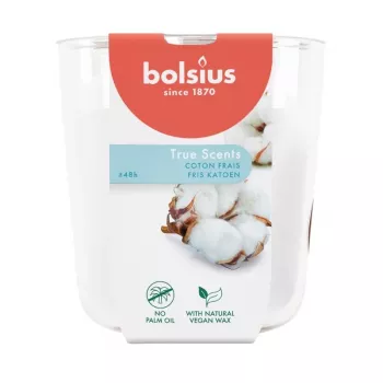Bougie parfumée en pot de verre Bolsius True Scents, coton frais, Ø97x85 mm