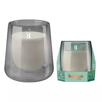 Bougie parfumée en pot de verre BOLSIUS Clean Light, bois de cèdre & vétiver, Ø95x85 mm