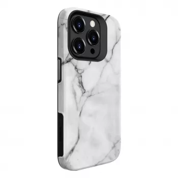 Coque Evelatus Armor pour Apple iPhone 15 Pro, hybride TPU+PC, impression personnalisée marbre blanc