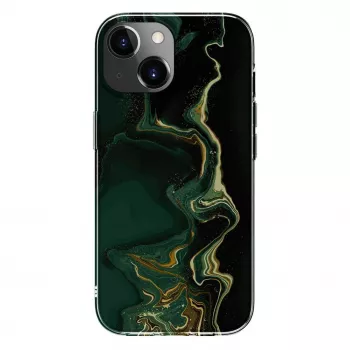 Coque Evelatus en PC pour Apple iPhone 15, marbre vert foncé