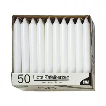 Bougie chandelle PAPSTAR blanche hauteur 196 mm diamètre 22 mm, 100 pièces, paraffine, durée de combustion 7 h