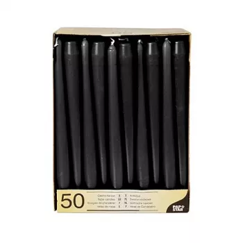 Bougies chandelles PAPSTAR 22 x 250 mm, noires, lot de 50 (10392)