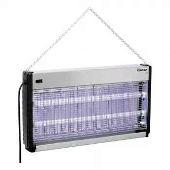 Destructeur d'insectes électrique Bartscher IV-65, 2 tubes UV-A de 15 W, couverture 150 m², grille 2500 V, mural/autonome, aluminium/plastique