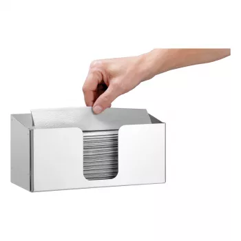 Distributeur de serviettes en papier Bartscher ILZF20, argent, acier chromé-nickel brossé, mural, verrouillable 850057