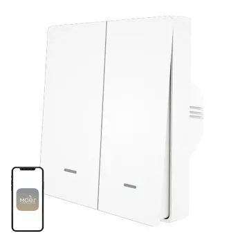 MOES ZS-B-EU2 interrupteur d'éclairage ZigBee 2 canaux, sans neutre, blanc
