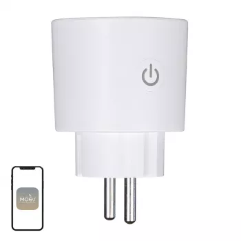 MOES MWP-EU16M-WH-MS prise connectée avec mesure d'énergie, 16 A, Wi-Fi, blanche