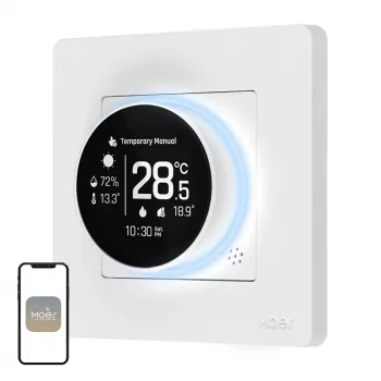 MOES ZHT-SR-GB-WH-MS thermostat intelligent ZigBee pour chauffage électrique, blanc