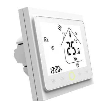 Thermostat connecté pour chauffage à eau MOES BHT-002 Wi-Fi LCD, écran tactile, commande par application et vocale, blanc