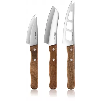 Ensemble de 3 couteaux à fromage GEFU CAVINA, acier inoxydable, lavable au lave-vaisselle