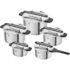 ZWILLING MORE set de 5 ustensiles de cuisson en acier inoxydable avec couvercles en verre, compatible induction