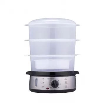 Cuiseur vapeur électrique Alpina 800 W argent 3 niveaux 9,5 L sans BPA