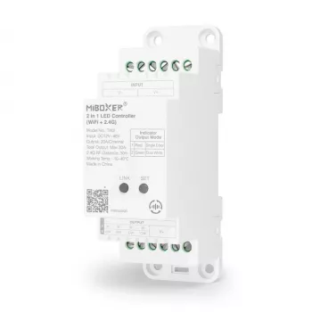Contrôleur LED sur rail MiBoxer TW2 2 en 1 pour rubans LED monochromes et CCT, DC12/24V, WiFi + RF 2,4 GHz