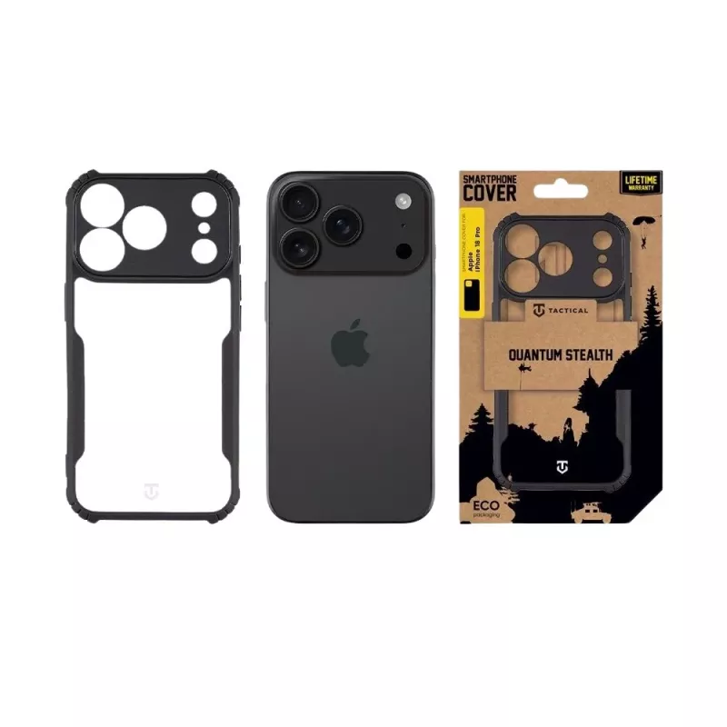 Coque arrière Tactical Quantum Stealth iPhone 18 Pro transparente/noire