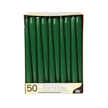 PAPSTAR Bougies pilier 22 x 250 mm, vert foncé, lot de 50 (17969)
