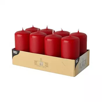 PAPSTAR Bougies pilier 10 cm, rouge, lot de 8 (17987)