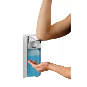 Distributeur de désinfectant Bartscher PS 0,9L-W 850019 argent/blanc plastique 0,9 L mural manuel