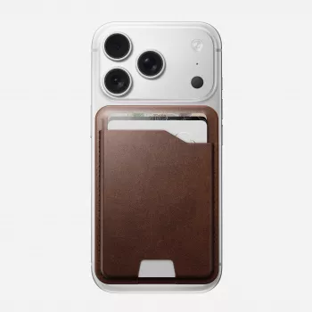 NOMAD Mag Wallet en cuir - portefeuille compatible MagSafe avec Apple Find My, cuir Horween (Rustic Brown)