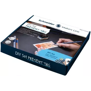 Ensemble d'étiquettes cadeau DIY Schneider blanc avec marqueurs métalliques or et argent (ML85060902)